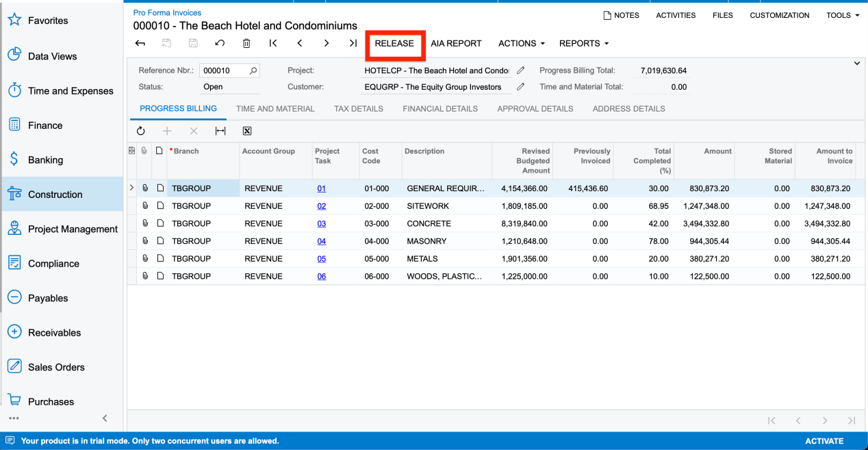 How to make corrections of amounts in Pro Forma Invoices in Acumatica ...