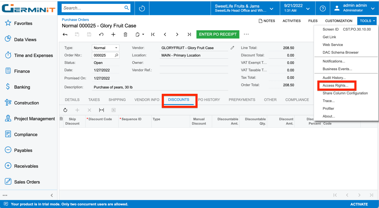 How to hide or block access to a form tab in Acumatica? - GerminIT ...