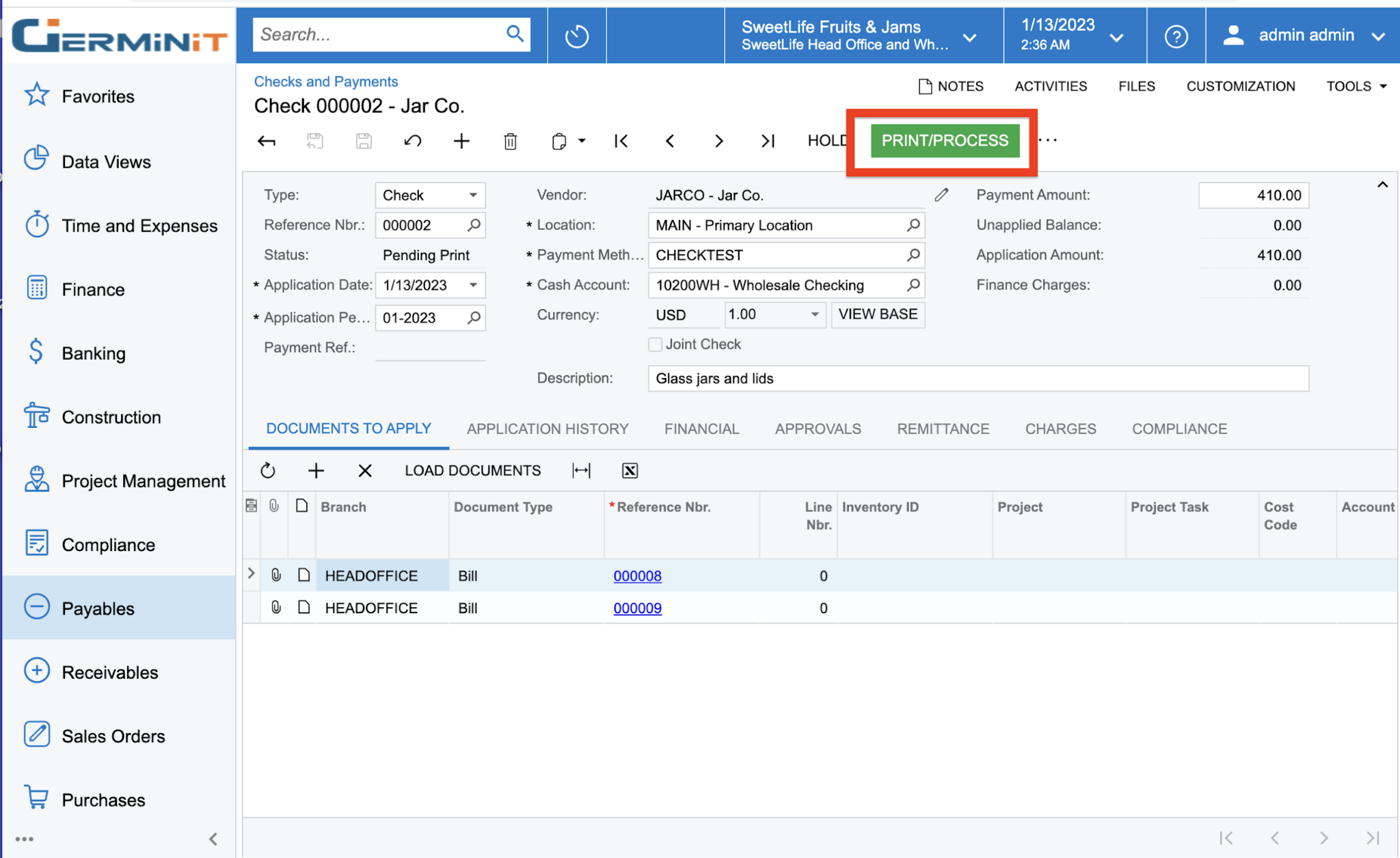Customize your AP/AR check serial nos. with Acumatica - GerminIT Innovation